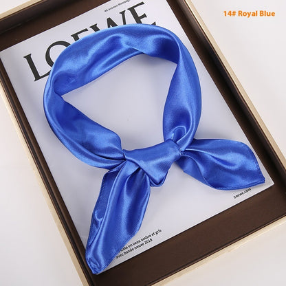 Solid Color Square Scarf Artificial Silk Small Square Towel