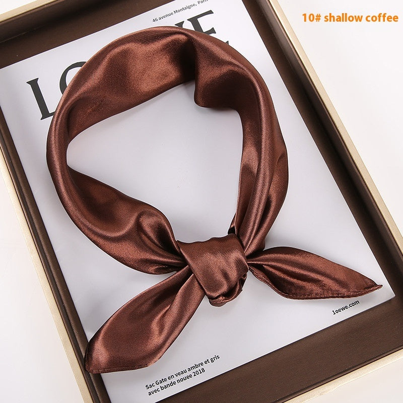 Solid Color Square Scarf Artificial Silk Small Square Towel