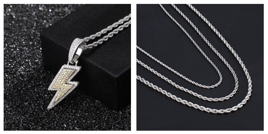 Hot Selling Lightning Hip Hop Pendant Micro-inlaid Zircon Hip Hop Fashion Trendy Hip Hop Jewelry