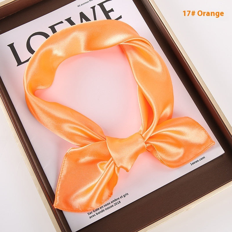 Solid Color Square Scarf Artificial Silk Small Square Towel