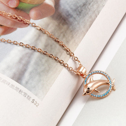 Dongguan jewelry manufacturer direct selling romantic Dolphin Necklace personality Korean tide female Copper Pendant simple fashion necklace