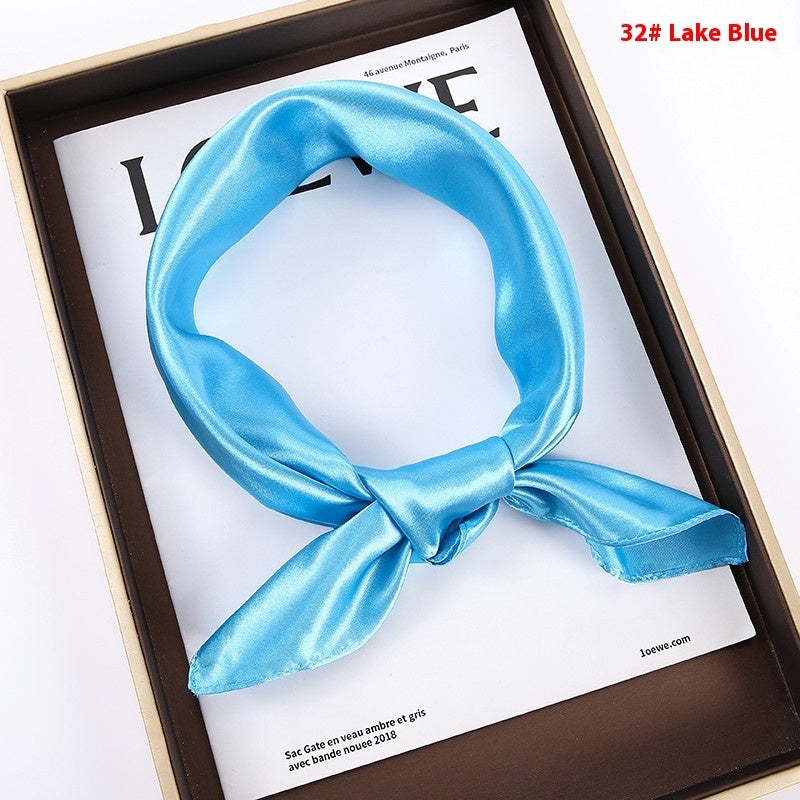 Solid Color Square Scarf Artificial Silk Small Square Towel