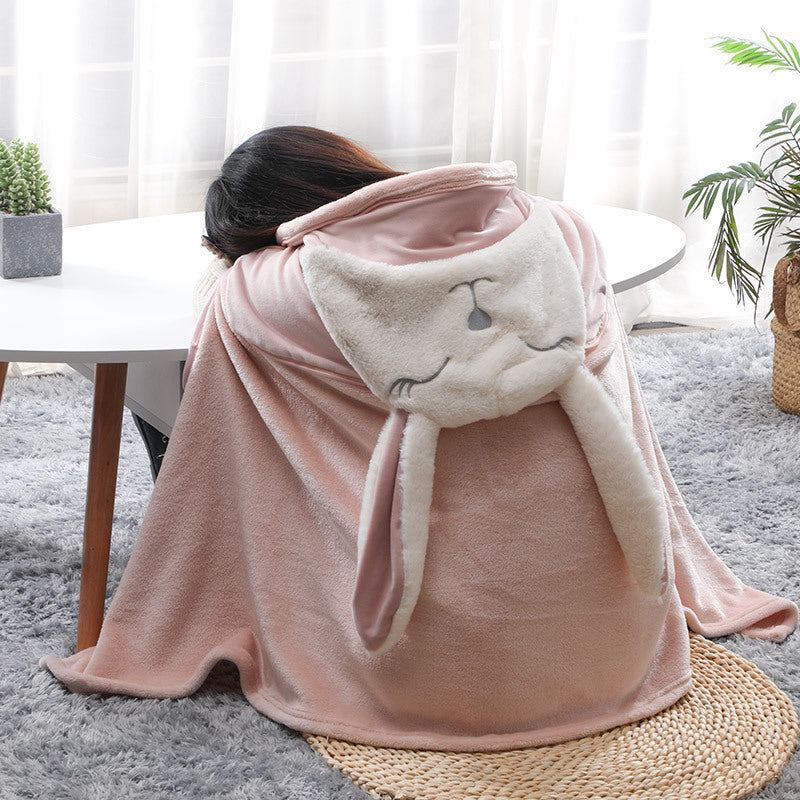 Multifunctional Cartoon Hooded U-shape Pillow Neck Pillow Office Nap Shawl