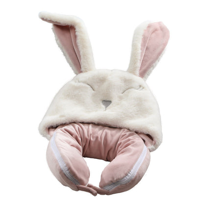 Multifunctional Cartoon Hooded U-shape Pillow Neck Pillow Office Nap Shawl